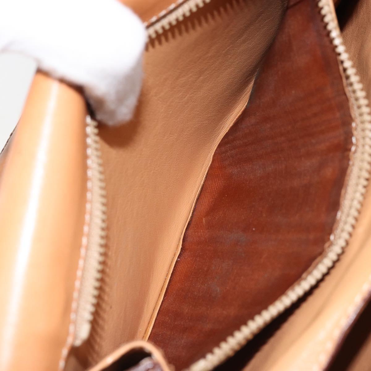 CELINE Macadam Canvas Shoulder Bag PVC Leather Brown Gold Auth ARZ423