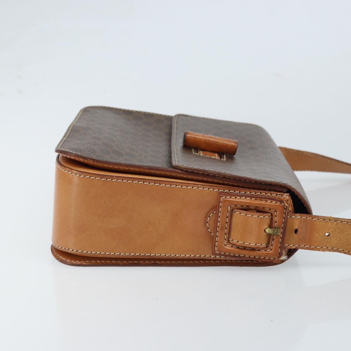 CELINE Macadam Canvas Shoulder Bag PVC Leather Brown Gold Auth ARZ423