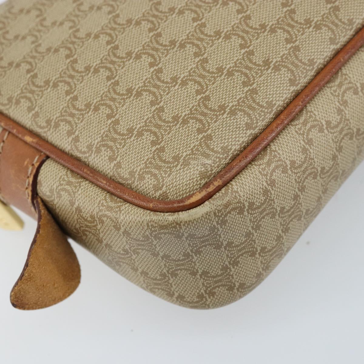 CELINE Macadam Canvas Shoulder Bag PVC Beige Gold Auth ARZ425
