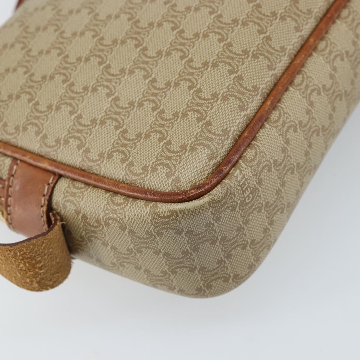 CELINE Macadam Canvas Shoulder Bag PVC Beige Gold Auth ARZ425