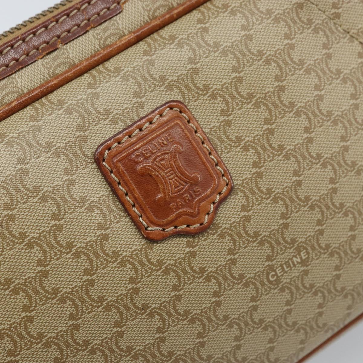 CELINE Macadam Canvas Shoulder Bag PVC Beige Gold Auth ARZ425