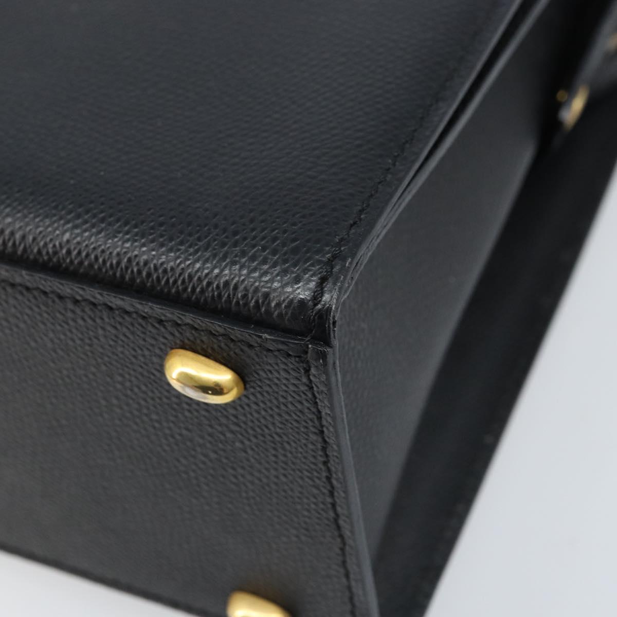 CELINE Hand Bag Leather Black Gold Auth ARZ426A