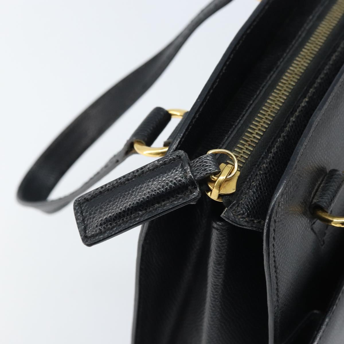 CELINE Hand Bag Leather Black Gold Auth ARZ426A