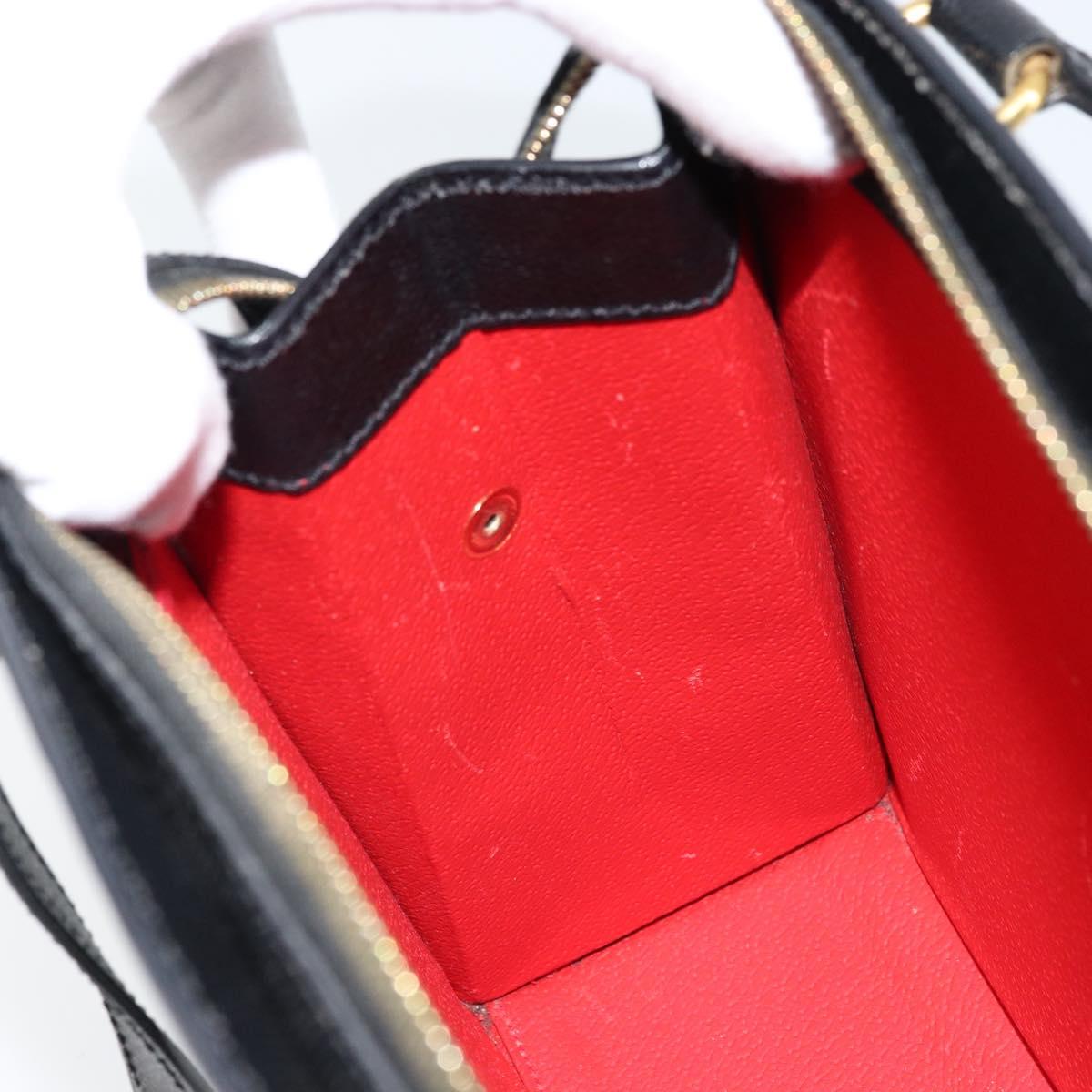 CELINE Hand Bag Leather Black Gold Auth ARZ426A