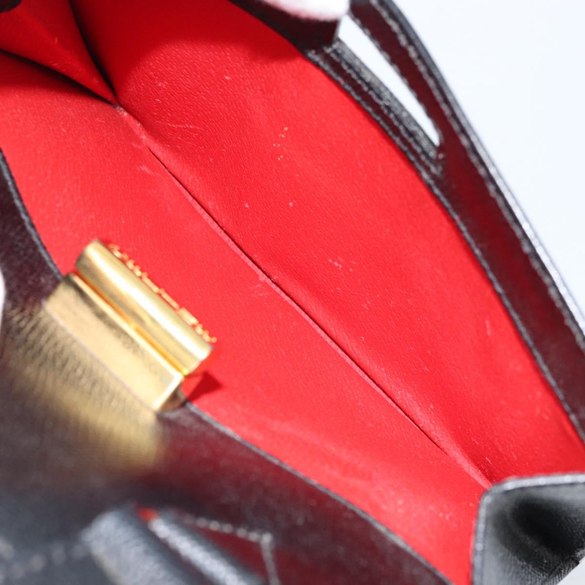 CELINE Hand Bag Leather Black Gold Auth ARZ426A
