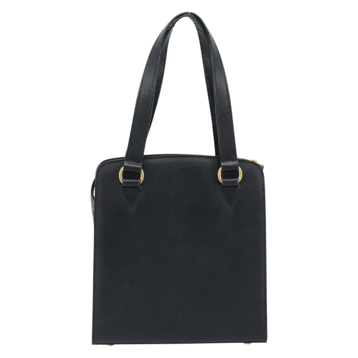 CELINE Hand Bag Leather Black Gold Auth ARZ426A