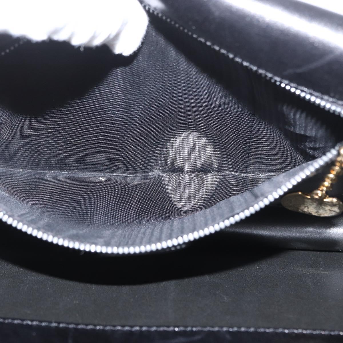 CELINE Hand Bag Leather Black Gold Auth ARZ427