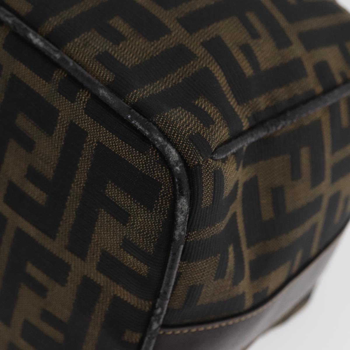 FENDI Zucca Canvas Vanity Hand Bag Black Brown gold Auth ARZ429