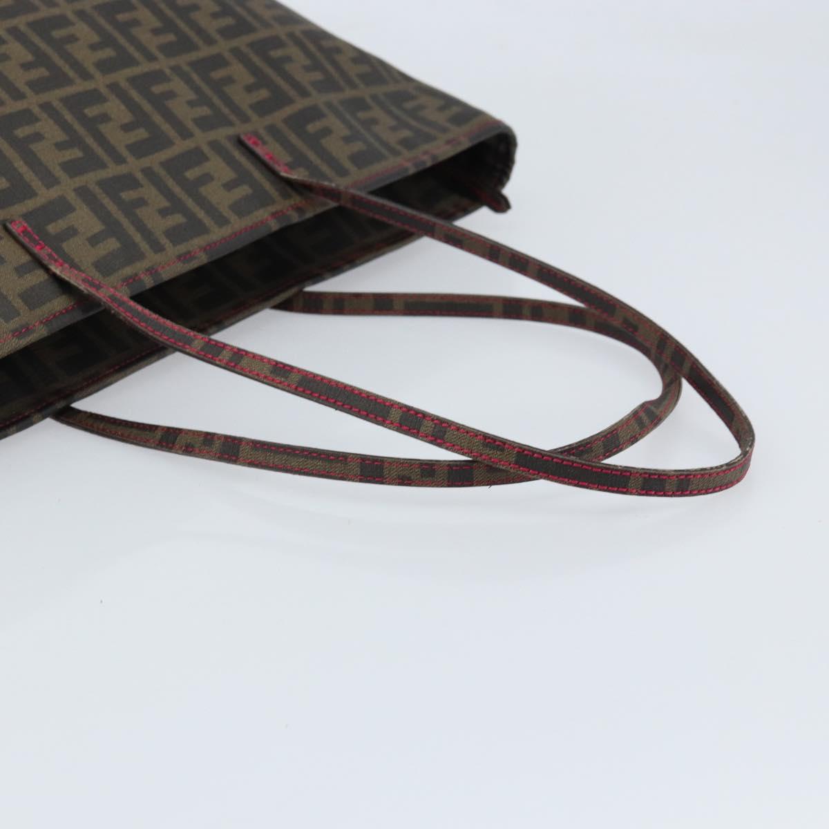 FENDI Zucca Canvas Tote Bag PVC Black Brown Auth ARZ430A