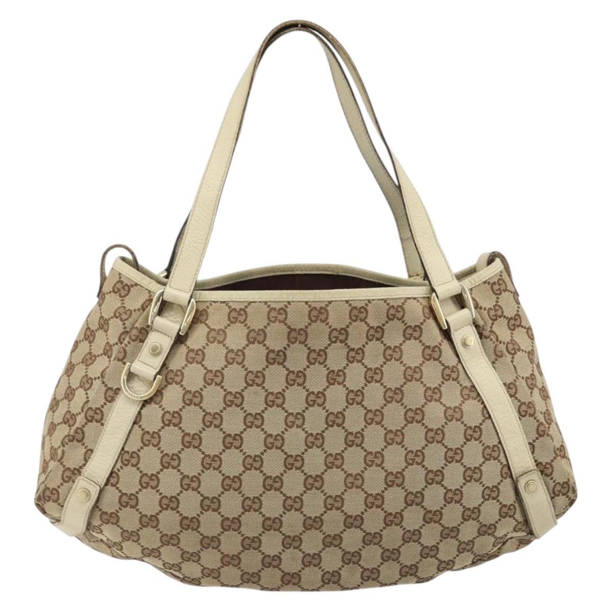 GUCCI GG Canvas Abbey Tote Bag Beige Gold 130736 Auth ARZ431
