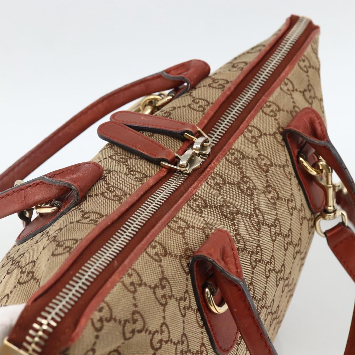 GUCCI GG Canvas Hand Bag 2way Beige Gold 269957 Auth ARZ432