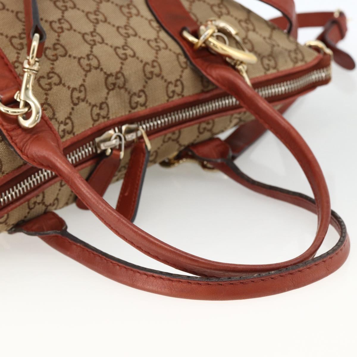 GUCCI GG Canvas Hand Bag 2way Beige Gold 269957 Auth ARZ432