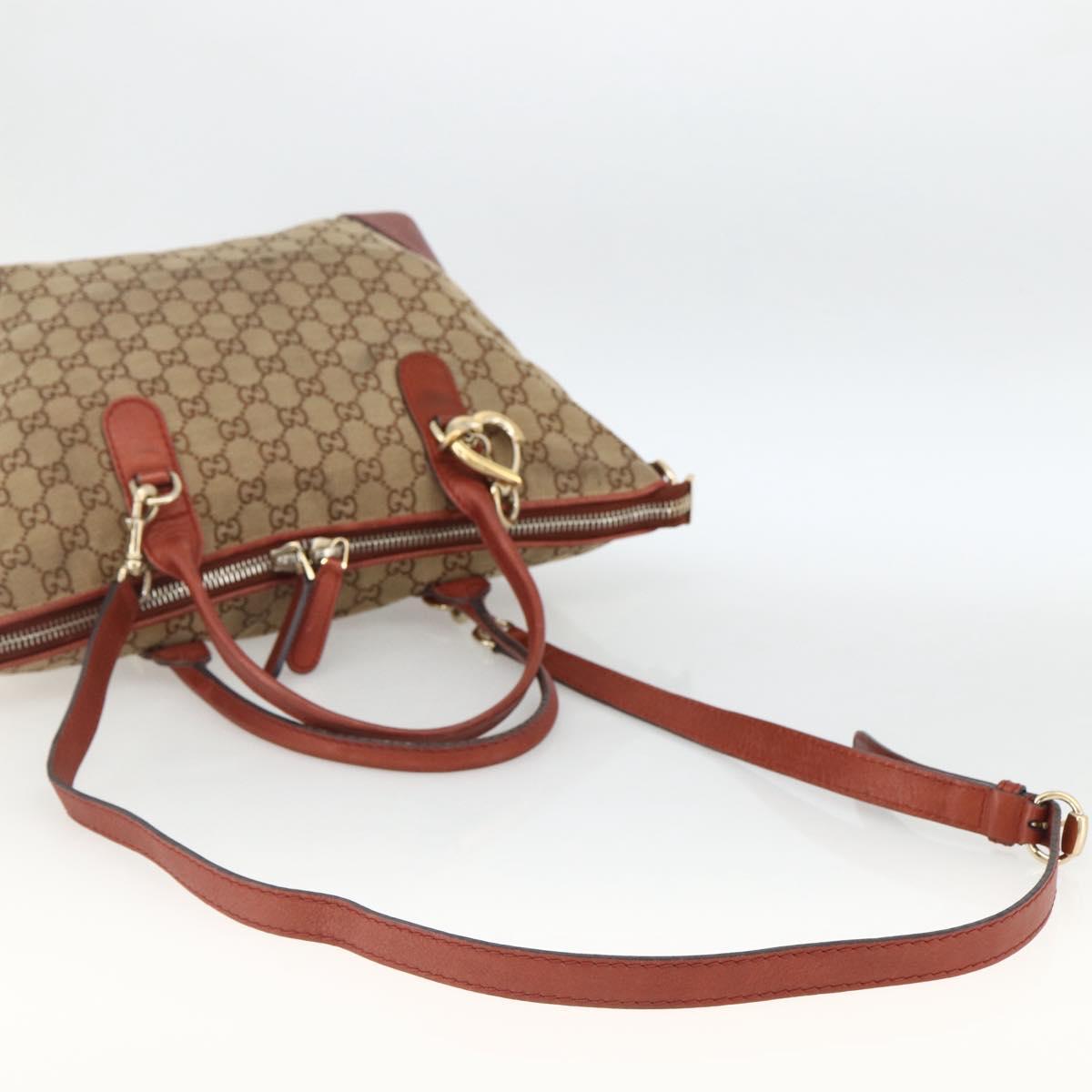 GUCCI GG Canvas Hand Bag 2way Beige Gold 269957 Auth ARZ432