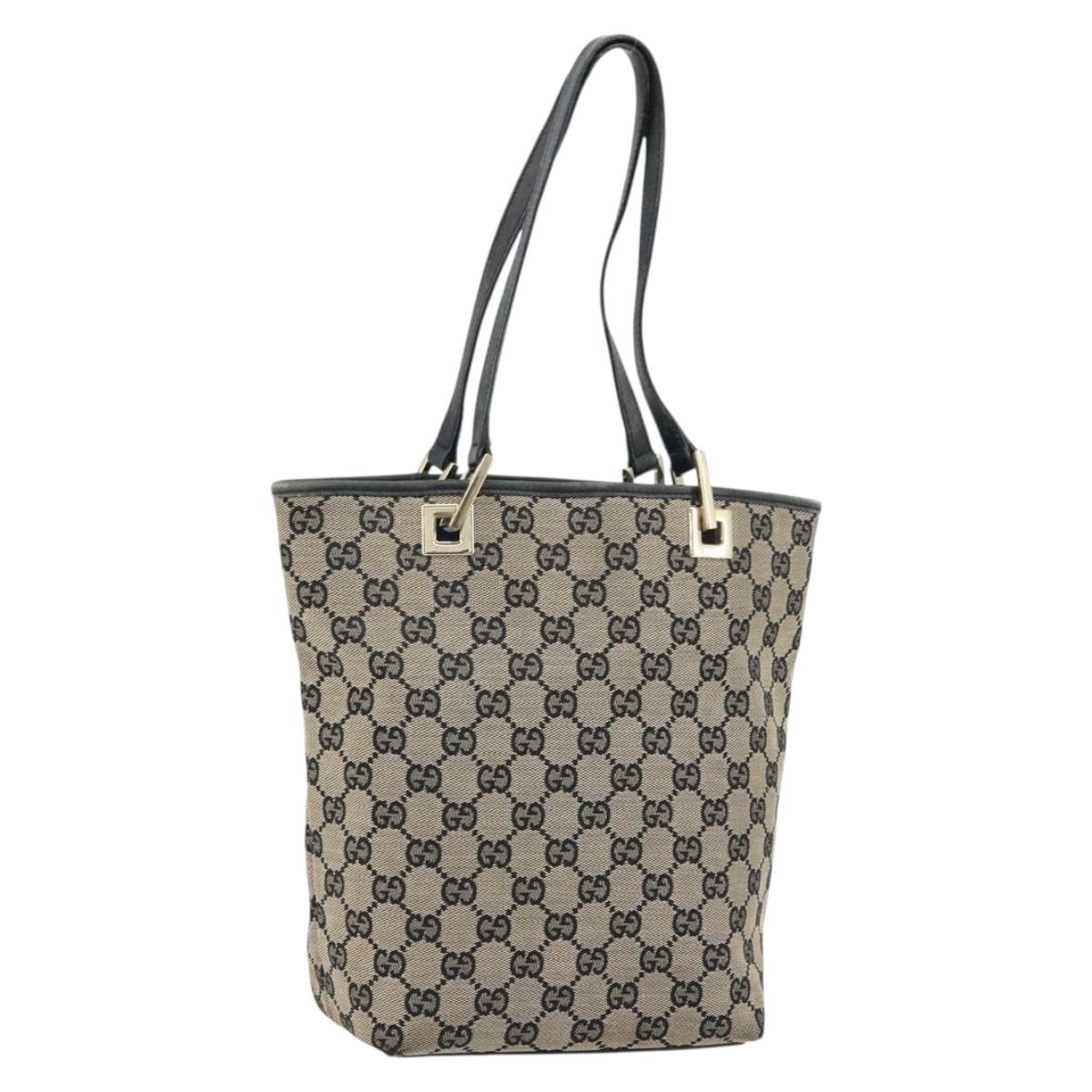 GUCCI GG Canvas Tote Bag Beige Gold 002 1099 Auth ARZ434