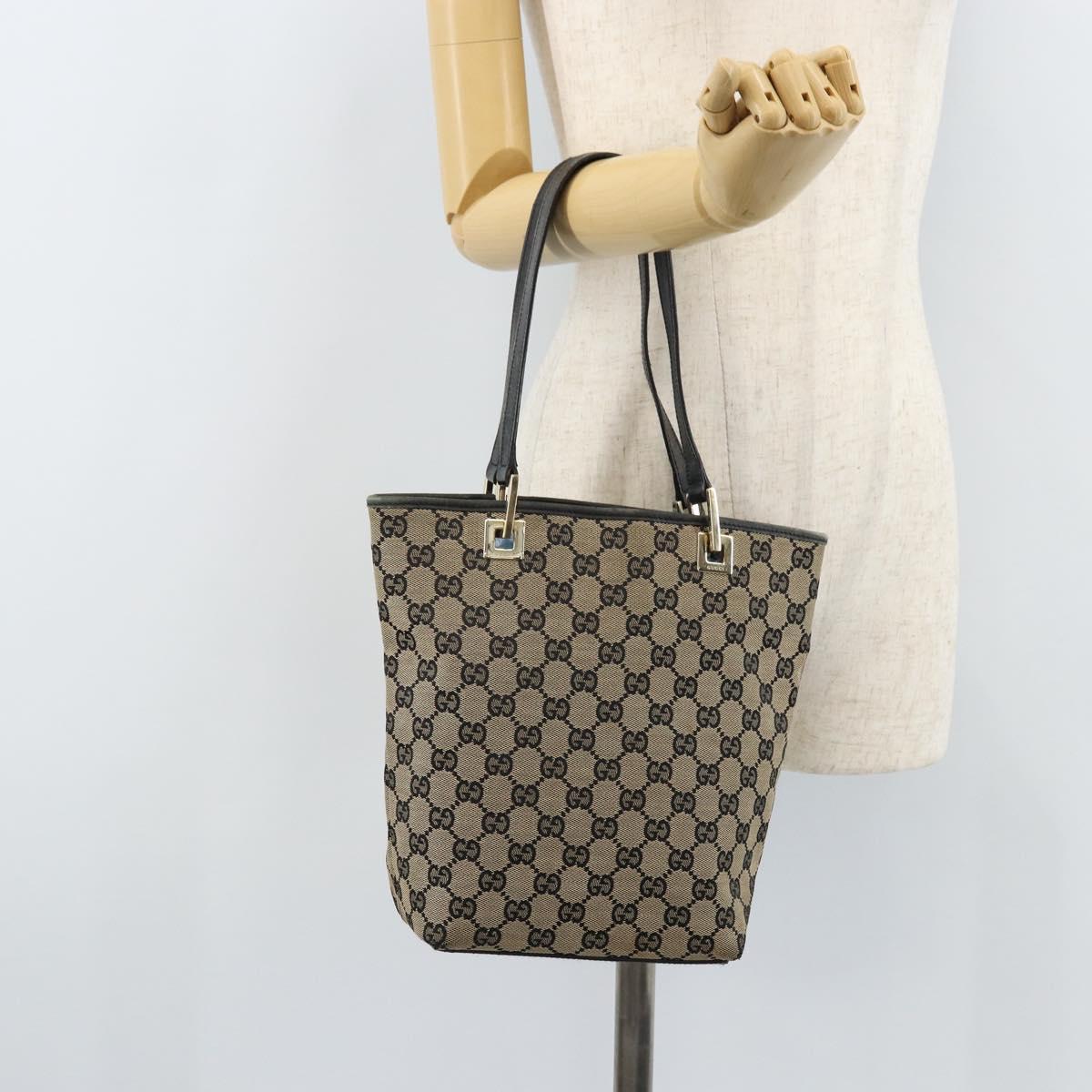 GUCCI GG Canvas Tote Bag Beige Gold 002 1099 Auth ARZ434