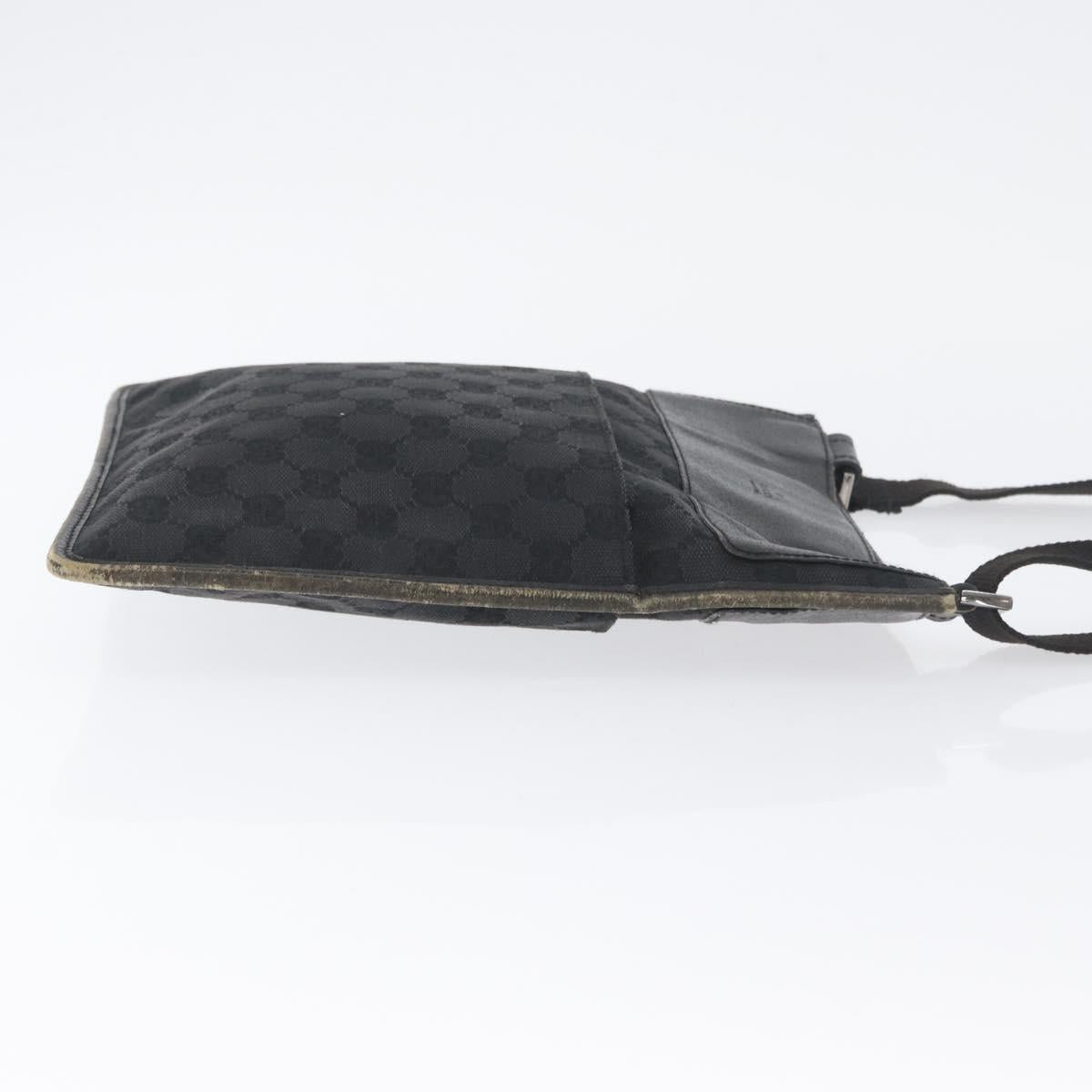 GUCCI GG Canvas Shoulder Bag Black Silver 27639 Auth ARZ435