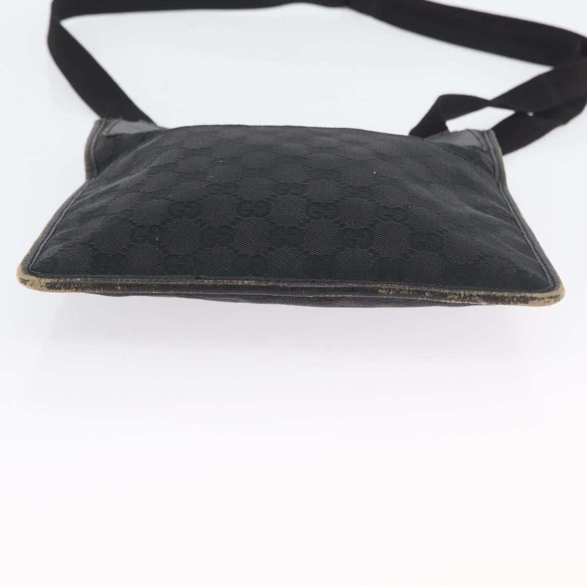 GUCCI GG Canvas Shoulder Bag Black Silver 27639 Auth ARZ435