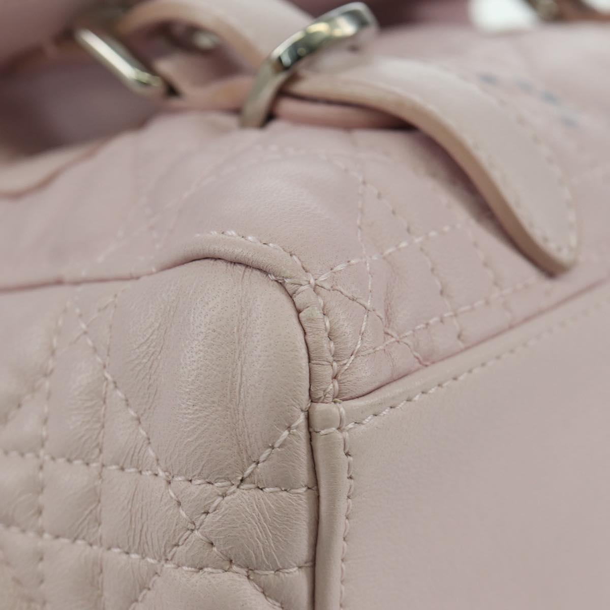 Christian Dior Cannage Stardust Small Backpack Lamb Skin Pink Auth ARZ437M