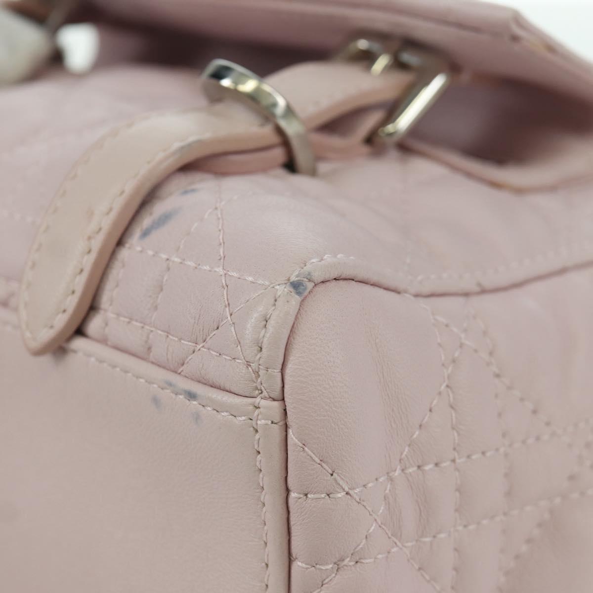 Christian Dior Cannage Stardust Small Backpack Lamb Skin Pink Auth ARZ437M