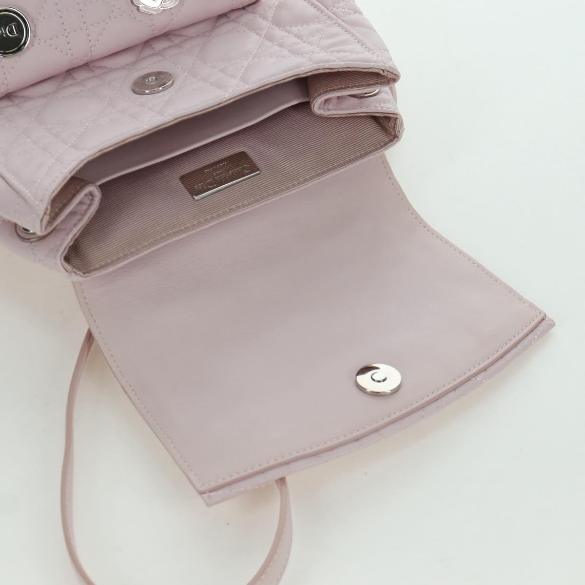 Christian Dior Cannage Stardust Small Backpack Lamb Skin Pink Auth ARZ437M