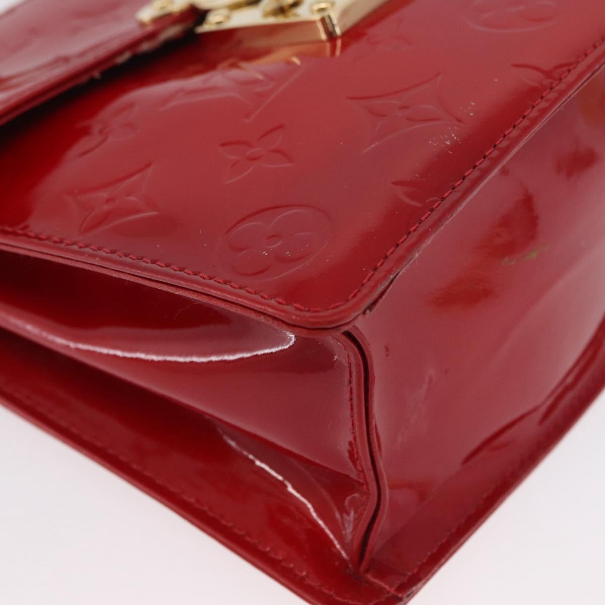 LOUIS VUITTON Monogram Vernis Spring Street Hand Bag Red M91135 LV Auth ARZ439