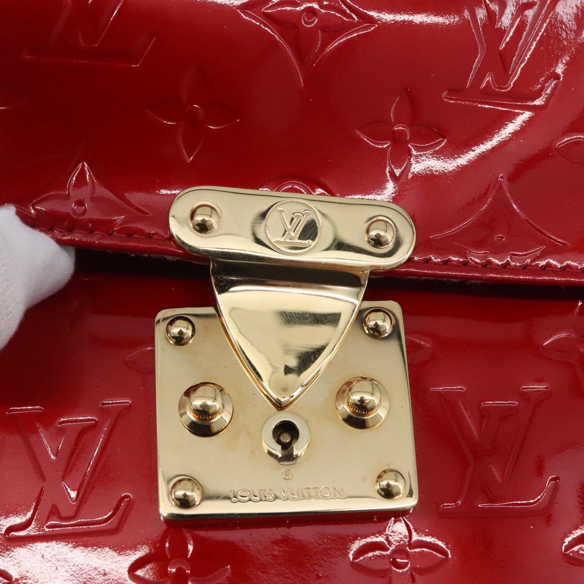 LOUIS VUITTON Monogram Vernis Spring Street Hand Bag Red M91135 LV Auth ARZ439