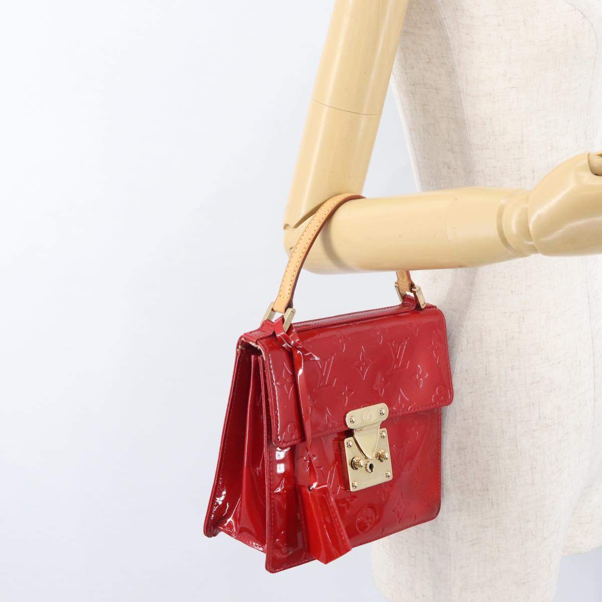 LOUIS VUITTON Monogram Vernis Spring Street Hand Bag Red M91135 LV Auth ARZ439