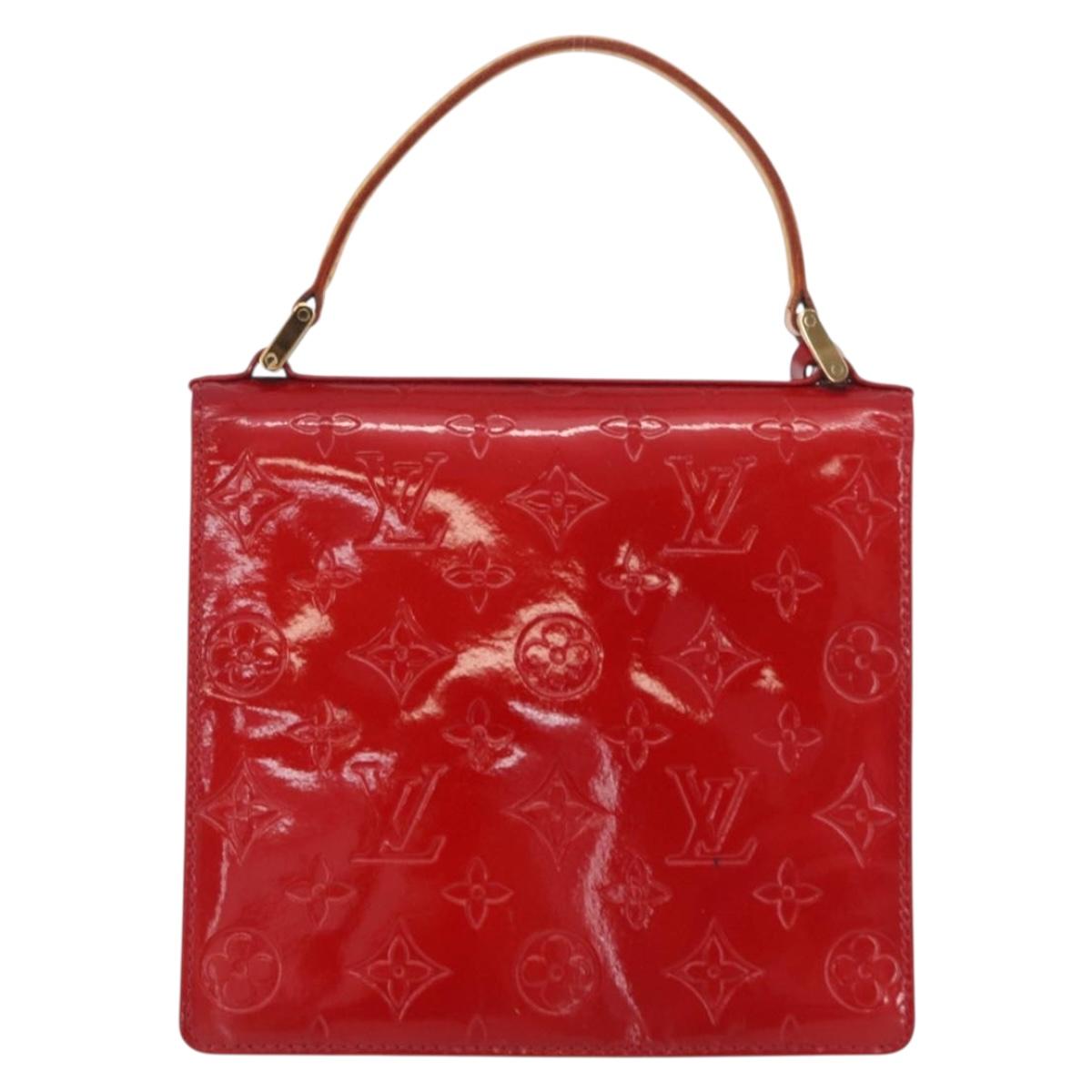 LOUIS VUITTON Monogram Vernis Spring Street Hand Bag Red M91135 LV Auth ARZ439