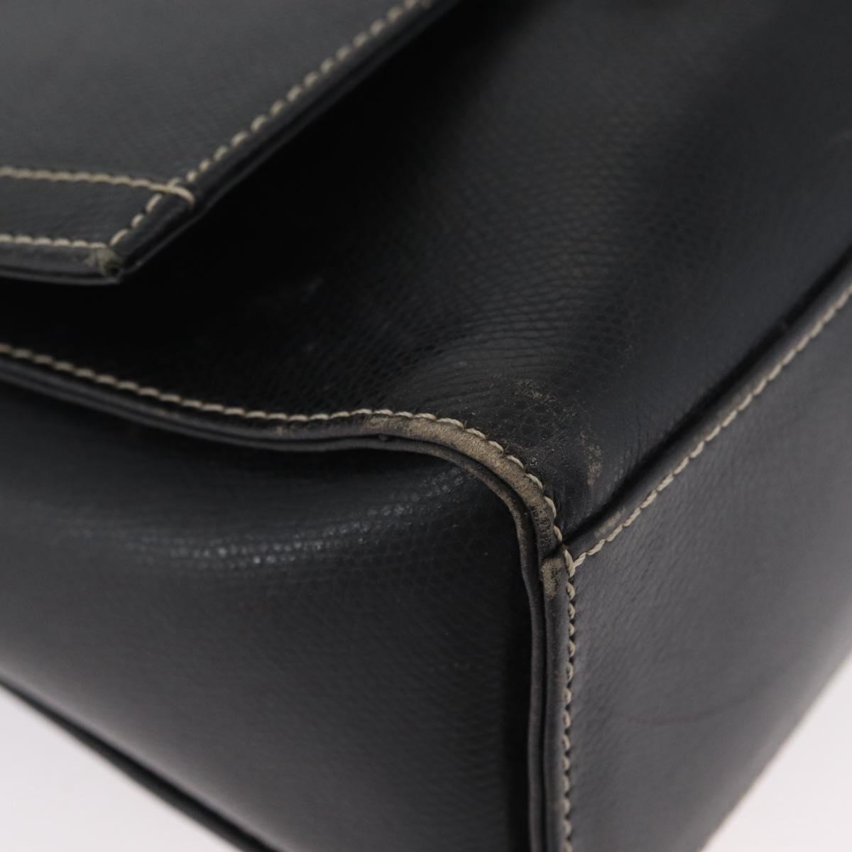 LOEWE Anagram Hand Bag Leather 2way Black Gold Auth ARZ441