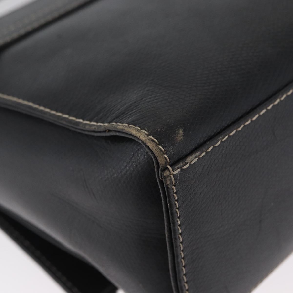 LOEWE Anagram Hand Bag Leather 2way Black Gold Auth ARZ441