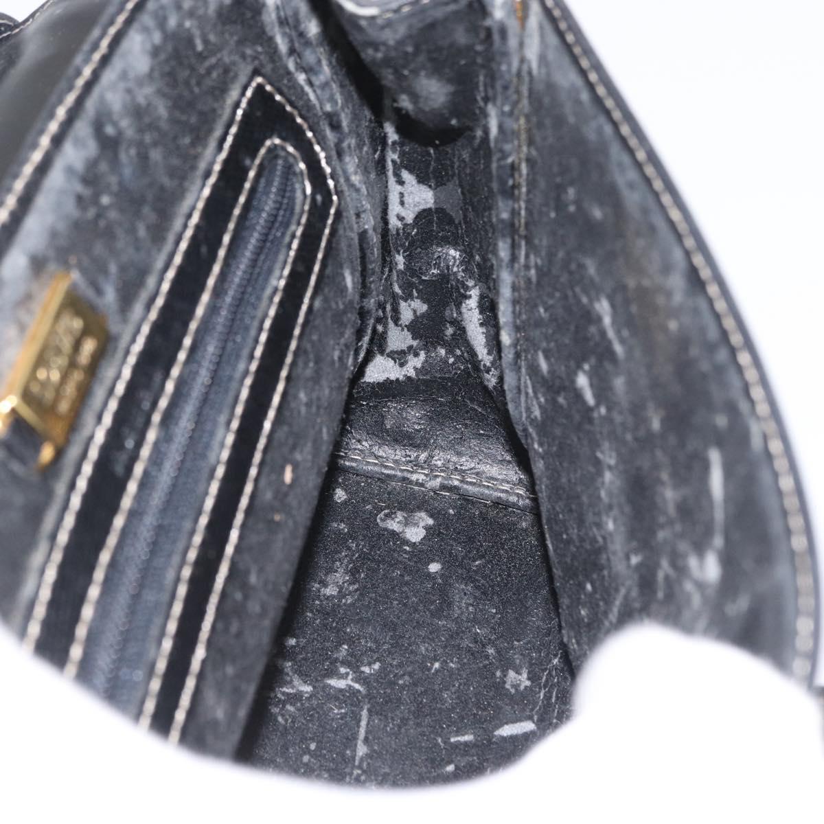 LOEWE Anagram Hand Bag Leather 2way Black Gold Auth ARZ441