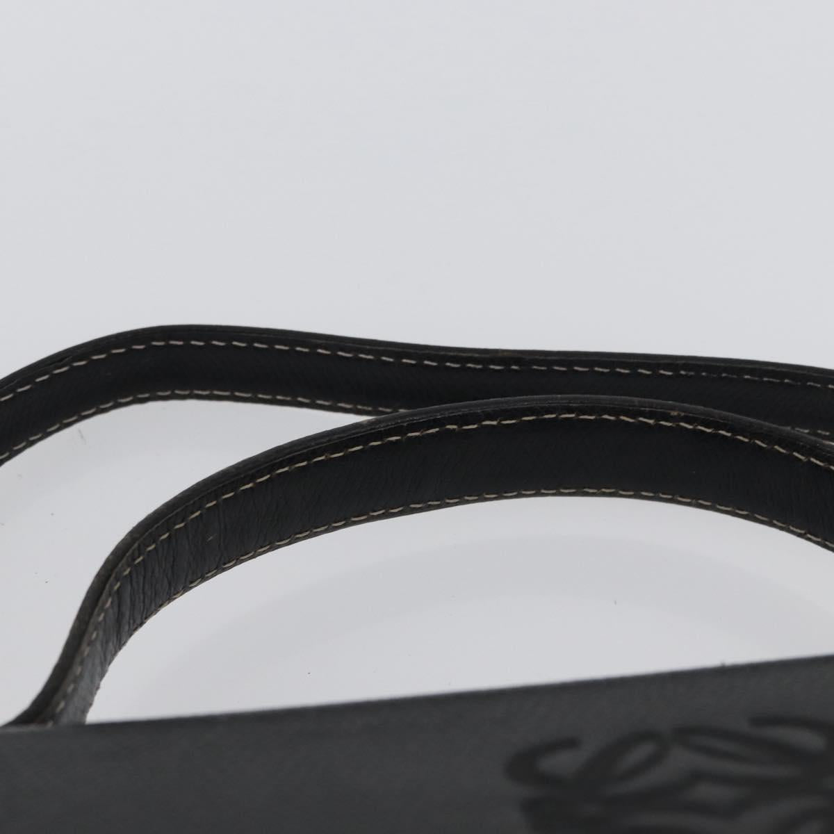 LOEWE Anagram Hand Bag Leather 2way Black Gold Auth ARZ441