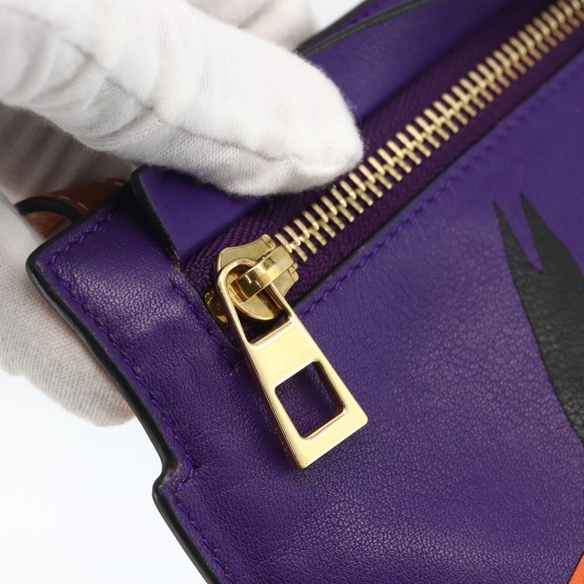 LOEWE John Allen Collaboration Shoulder Bag Leather Purple Gold Auth ARZ442M