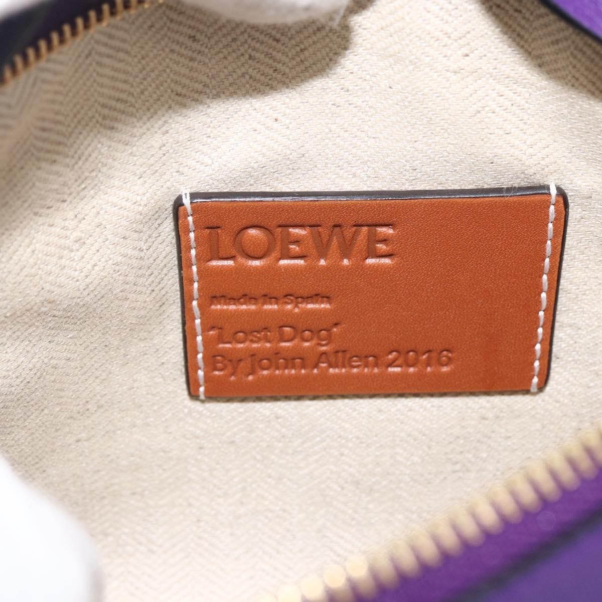 LOEWE John Allen Collaboration Shoulder Bag Leather Purple Gold Auth ARZ442M