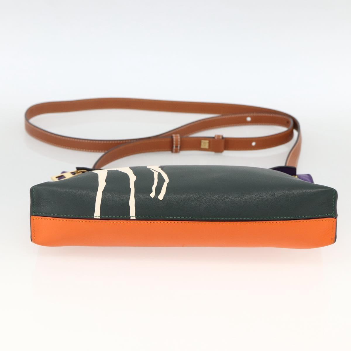 LOEWE John Allen Collaboration Shoulder Bag Leather Purple Gold Auth ARZ442M
