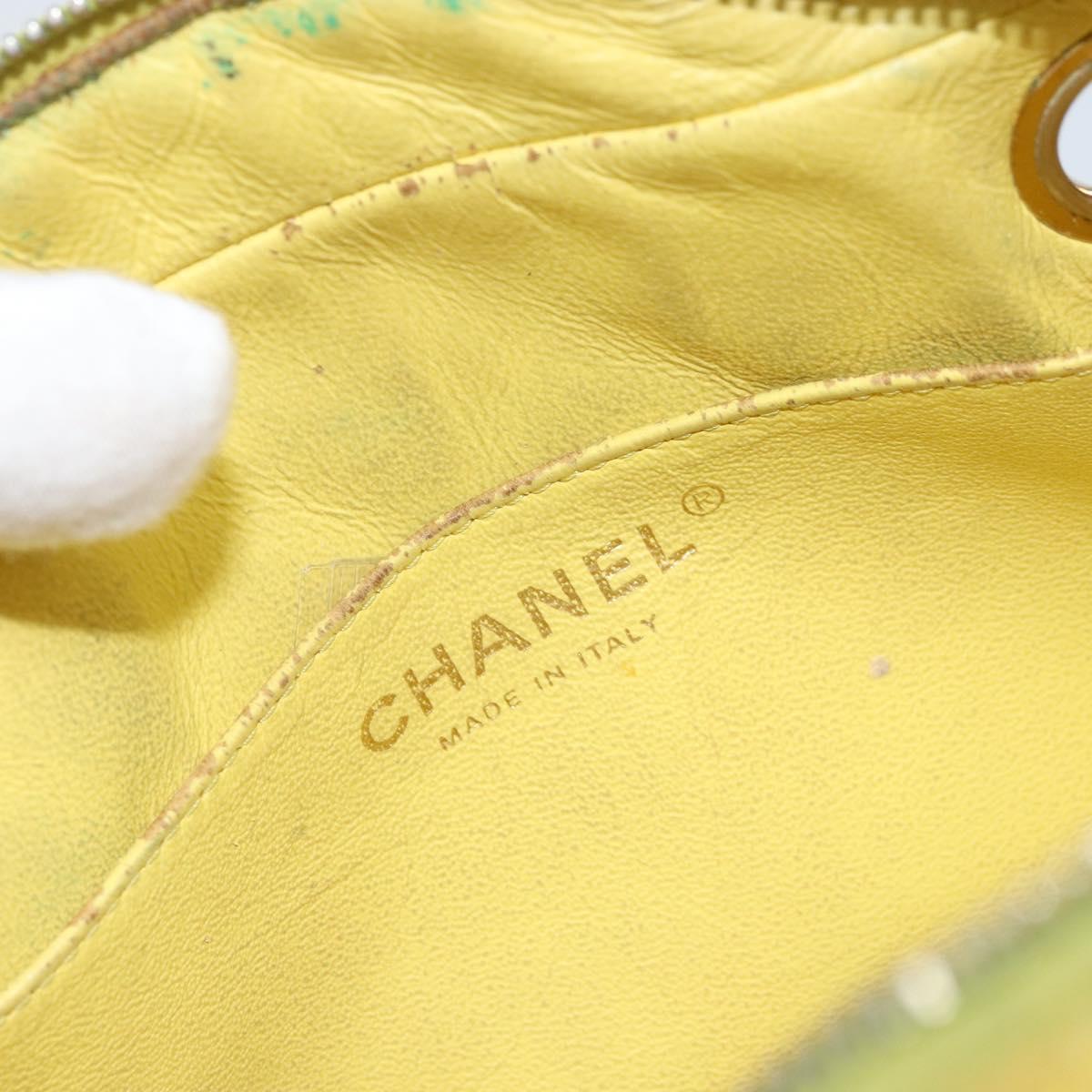 CHANEL Matelasse Chain Shoulder Bag Lamb Skin Yellow Gold CC Auth ARZ447