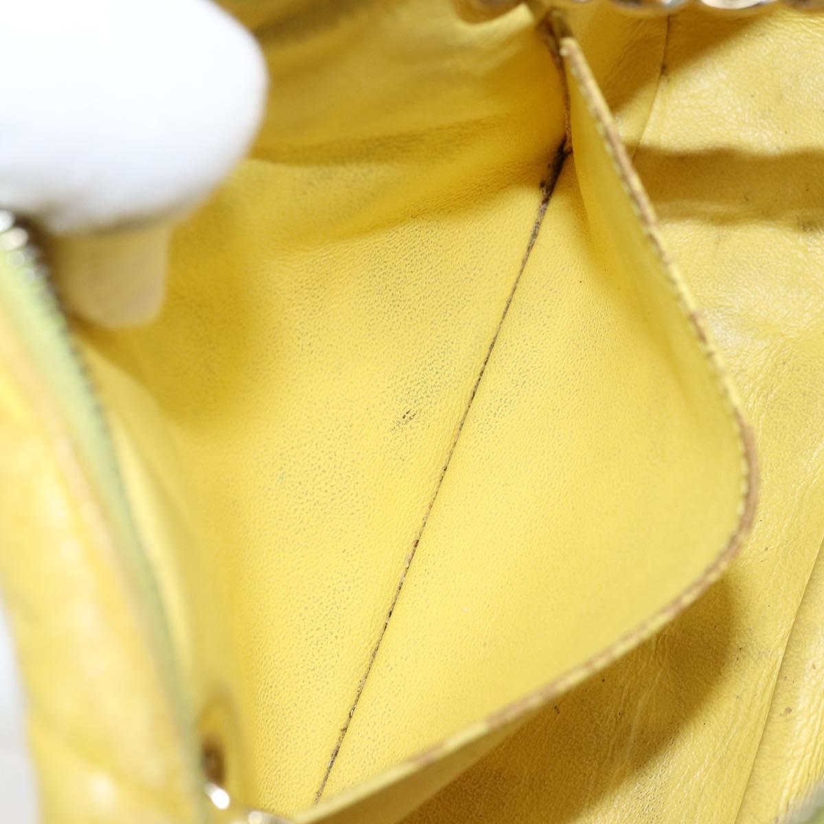 CHANEL Matelasse Chain Shoulder Bag Lamb Skin Yellow Gold CC Auth ARZ447