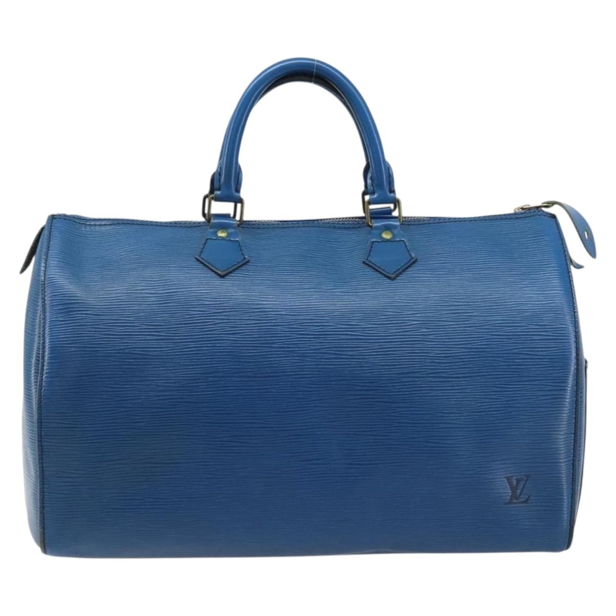 LOUIS VUITTON Epi Speedy 35 Hand Bag Toledo Blue M42995 LV Auth ARZ466