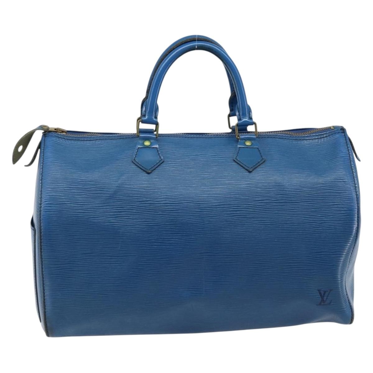 LOUIS VUITTON Epi Speedy 35 Hand Bag Toledo Blue M42995 LV Auth ARZ466