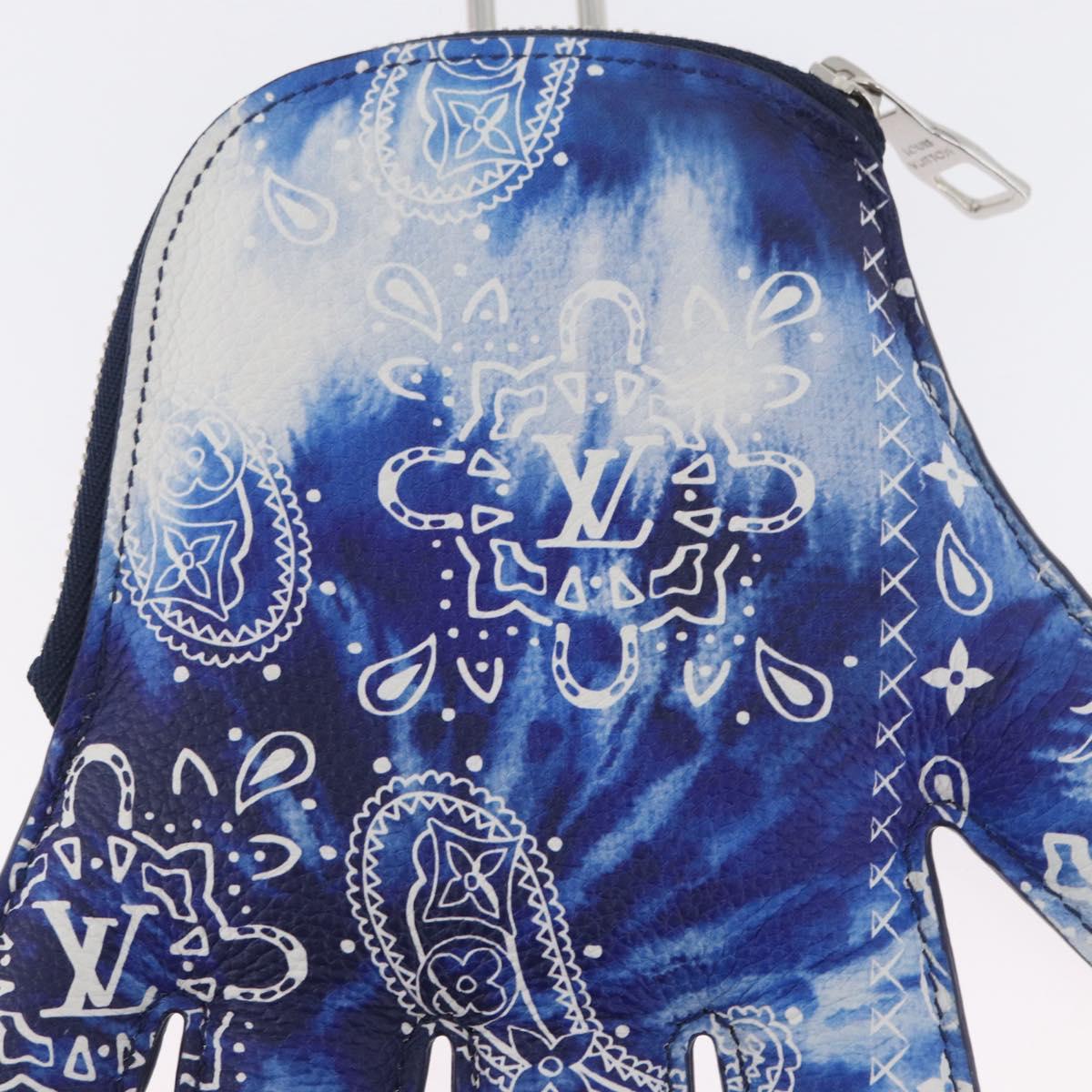 LOUIS VUITTON Monogram Bandana HIGH 5 Pouch White Blue M81410 LV Auth ARZ477SAM