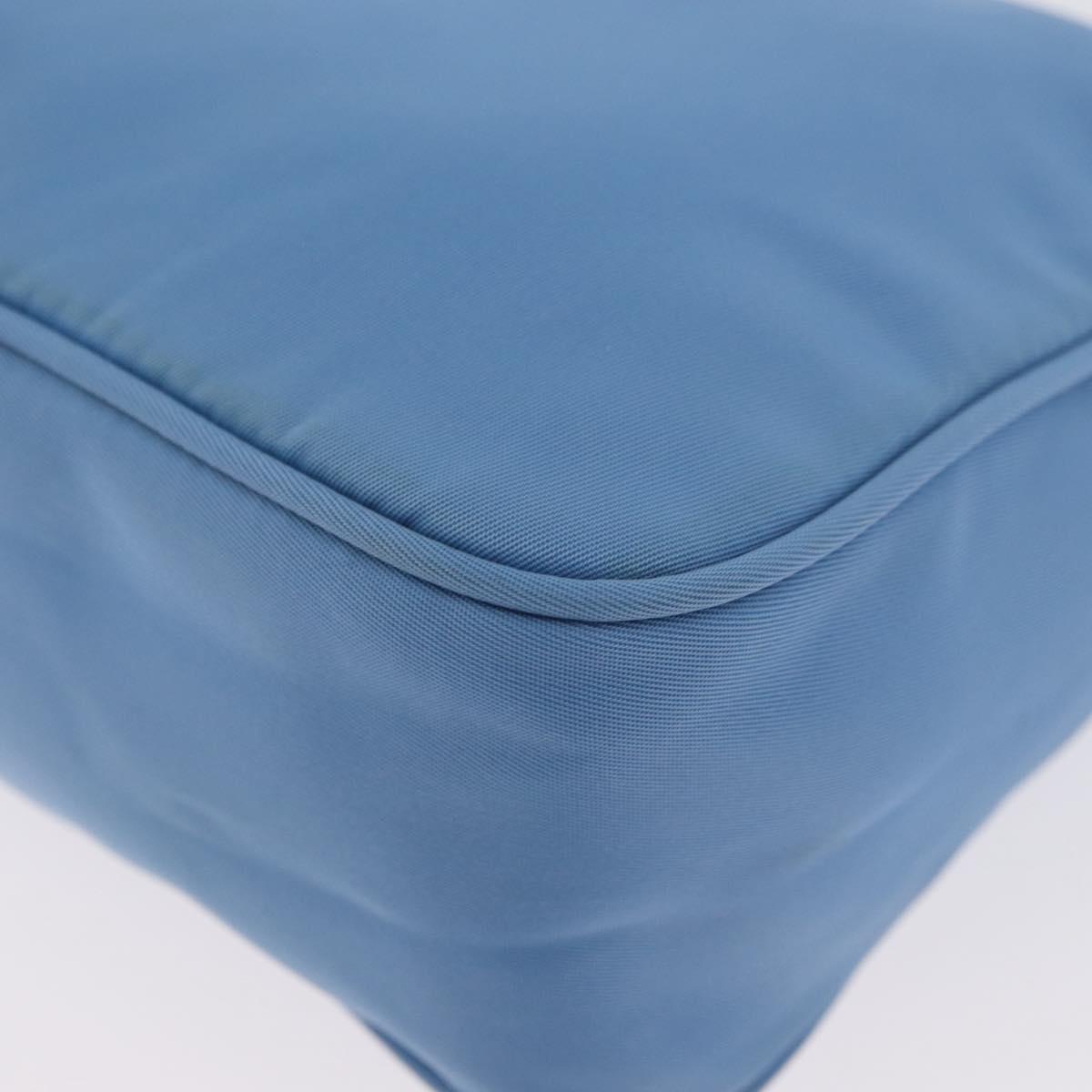 PRADA Hand Bag Nylon Light Blue Silver Auth ARZ485A