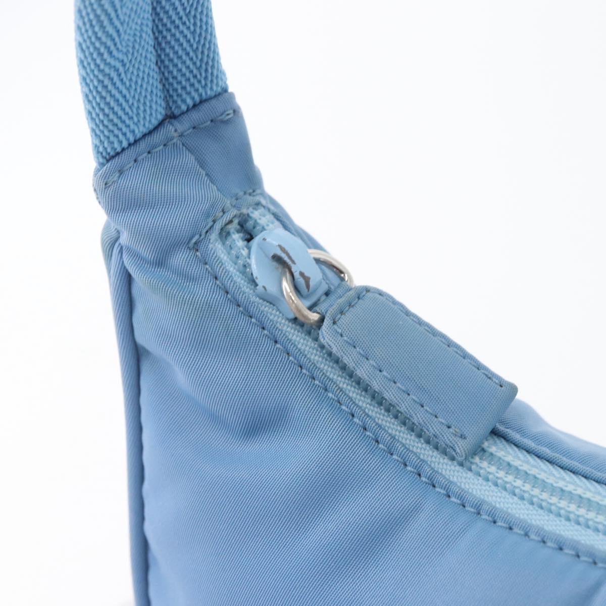 PRADA Hand Bag Nylon Light Blue Silver Auth ARZ485A