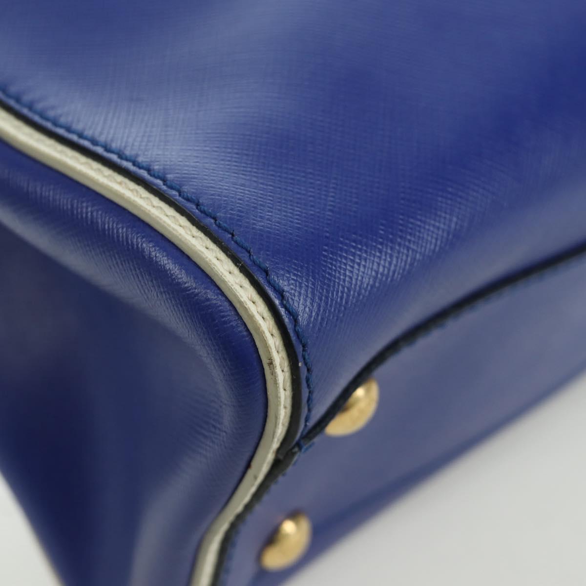 Salvatore Ferragamo Gancini Sofia Hand Bag Leather 2way Blue Gold Auth ARZ486A