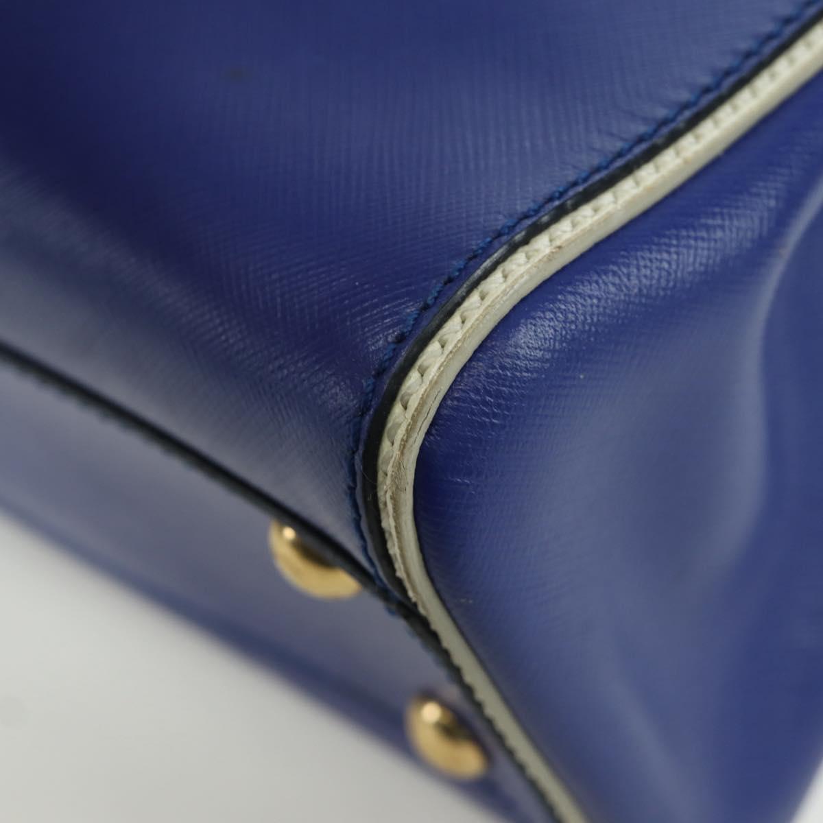 Salvatore Ferragamo Gancini Sofia Hand Bag Leather 2way Blue Gold Auth ARZ486A