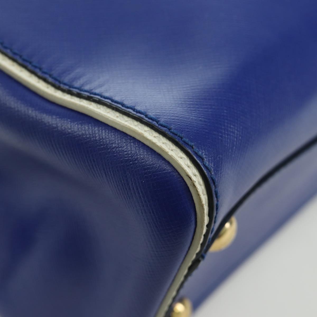 Salvatore Ferragamo Gancini Sofia Hand Bag Leather 2way Blue Gold Auth ARZ486A