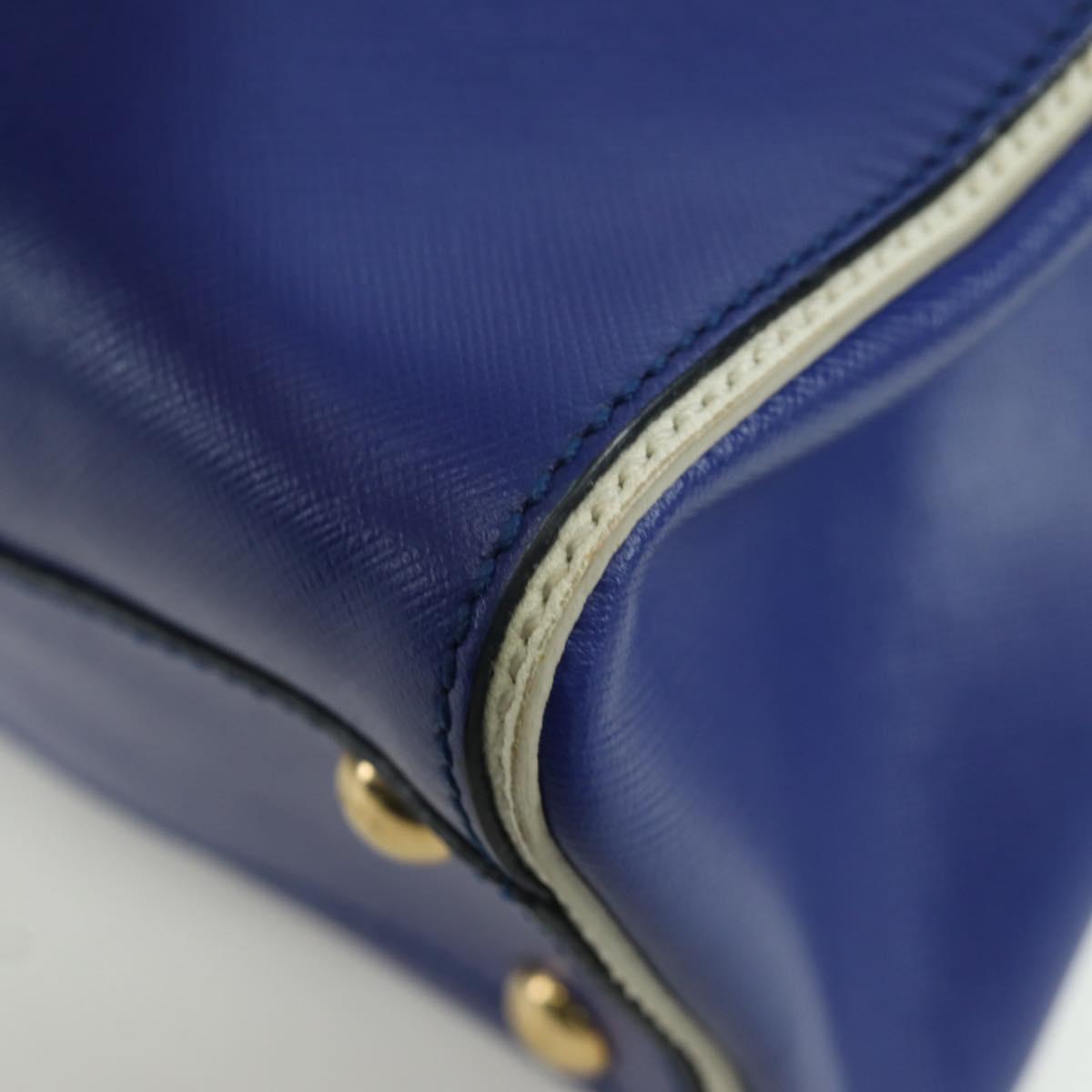 Salvatore Ferragamo Gancini Sofia Hand Bag Leather 2way Blue Gold Auth ARZ486A