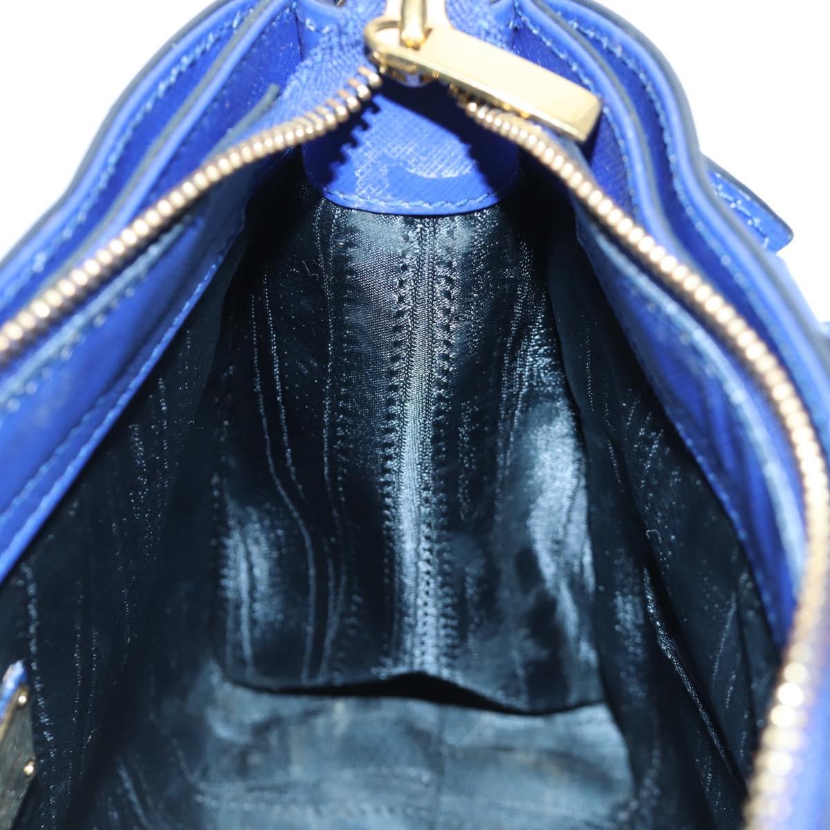 Salvatore Ferragamo Gancini Sofia Hand Bag Leather 2way Blue Gold Auth ARZ486A