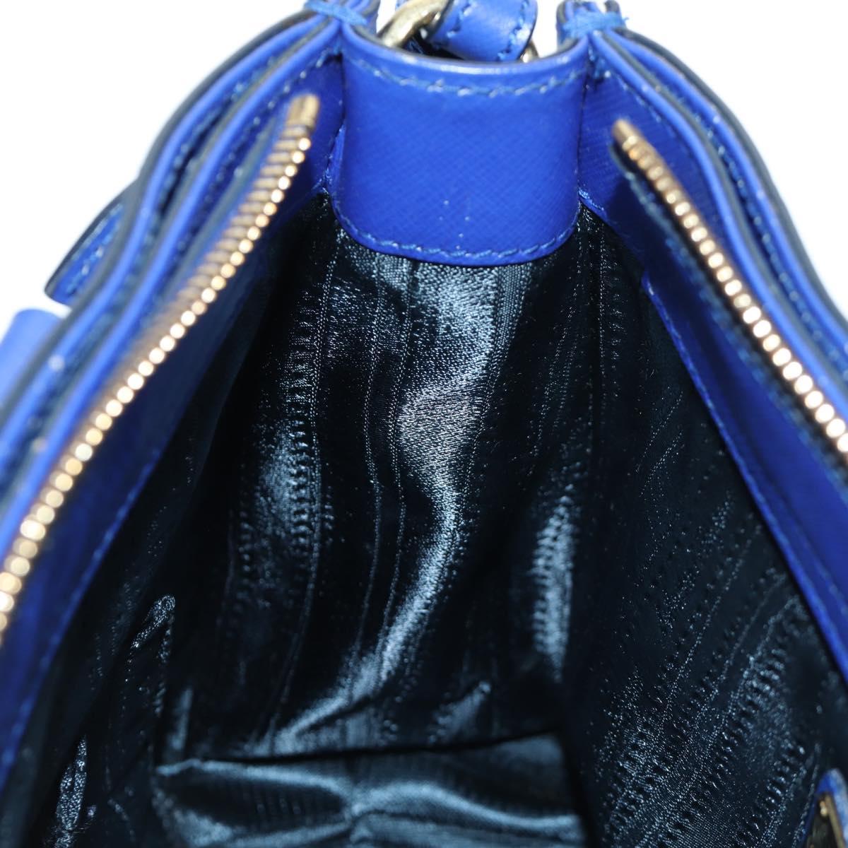 Salvatore Ferragamo Gancini Sofia Hand Bag Leather 2way Blue Gold Auth ARZ486A
