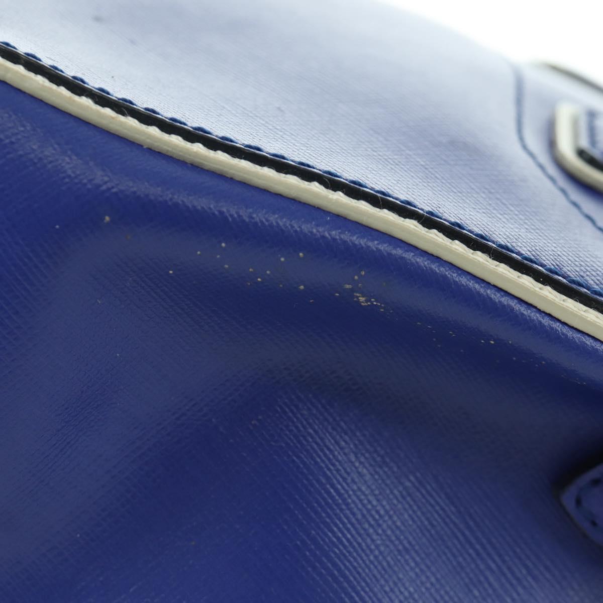 Salvatore Ferragamo Gancini Sofia Hand Bag Leather 2way Blue Gold Auth ARZ486A