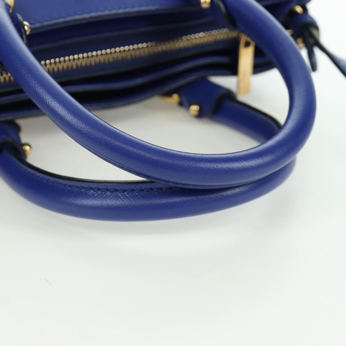 Salvatore Ferragamo Gancini Sofia Hand Bag Leather 2way Blue Gold Auth ARZ486A